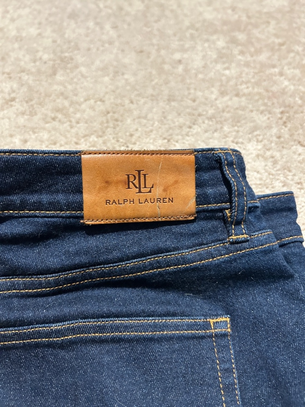 Lauren Ralph Lauren Slim Straight Dark Blue Denim Jeans size 16